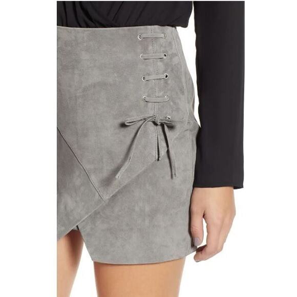 BlankNYC Women's Lace-Up Suede Miniskirt in Grey Size 26 MSRP $98 - Picture 3 of 7